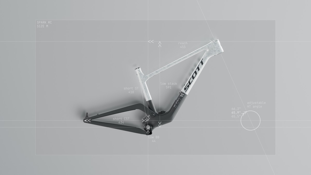 Nastavljiva geometrija okvirja SCOTT Spark RC MY27 z adjustable head angle